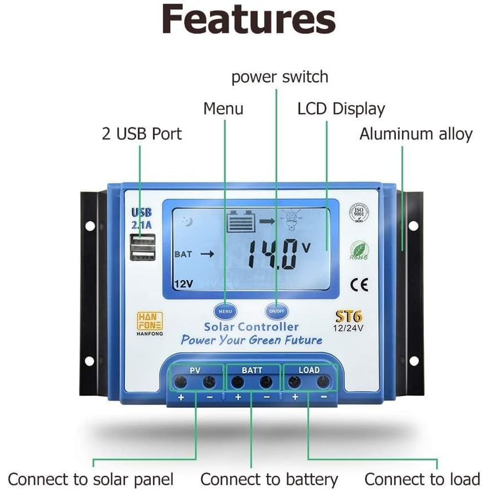 60A Solar Charge Controller 12 - Charge Controller Solar ulasan dan harga