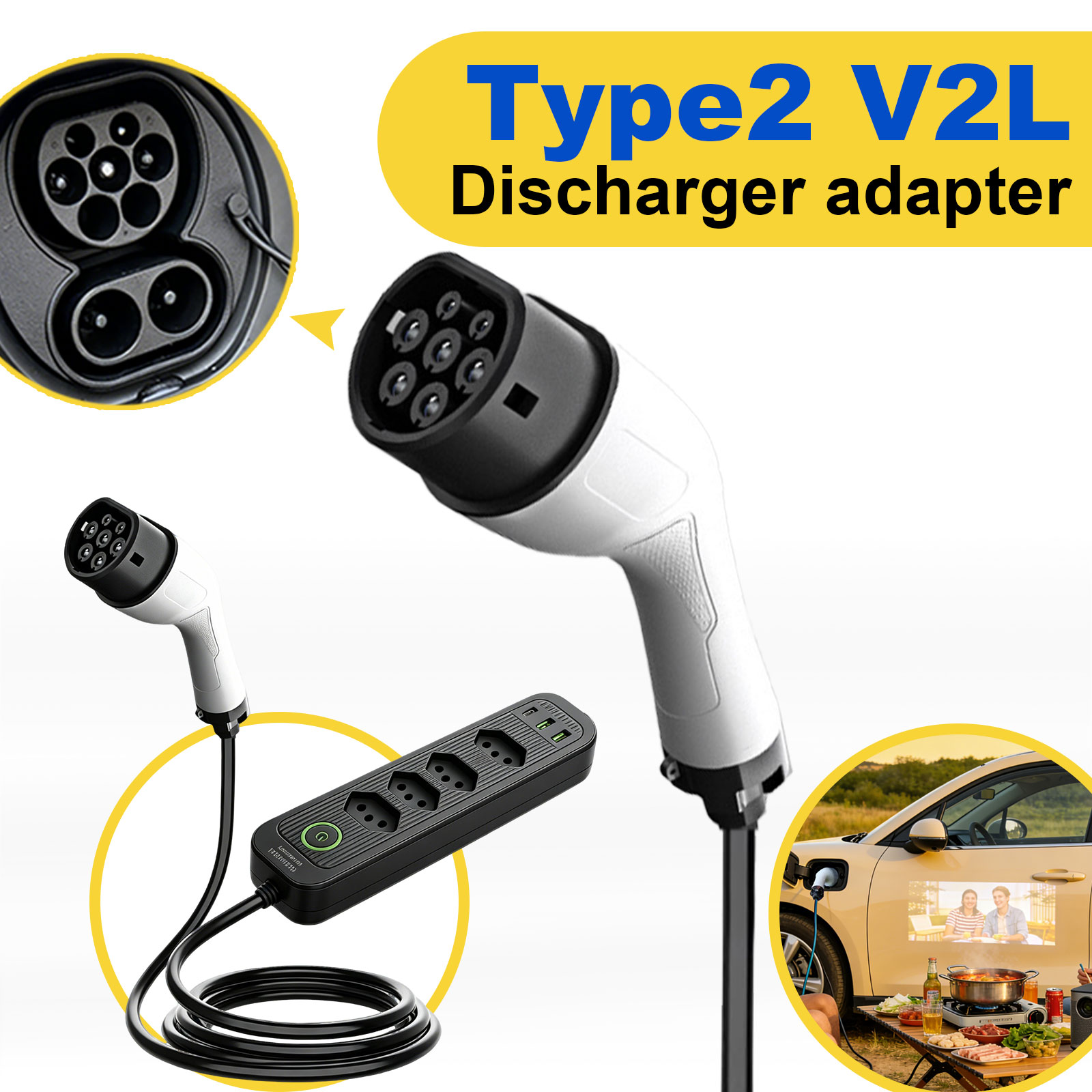 Type2 V2L Discharge Adapter 16 - Outdoor Power Station ulasan dan harga