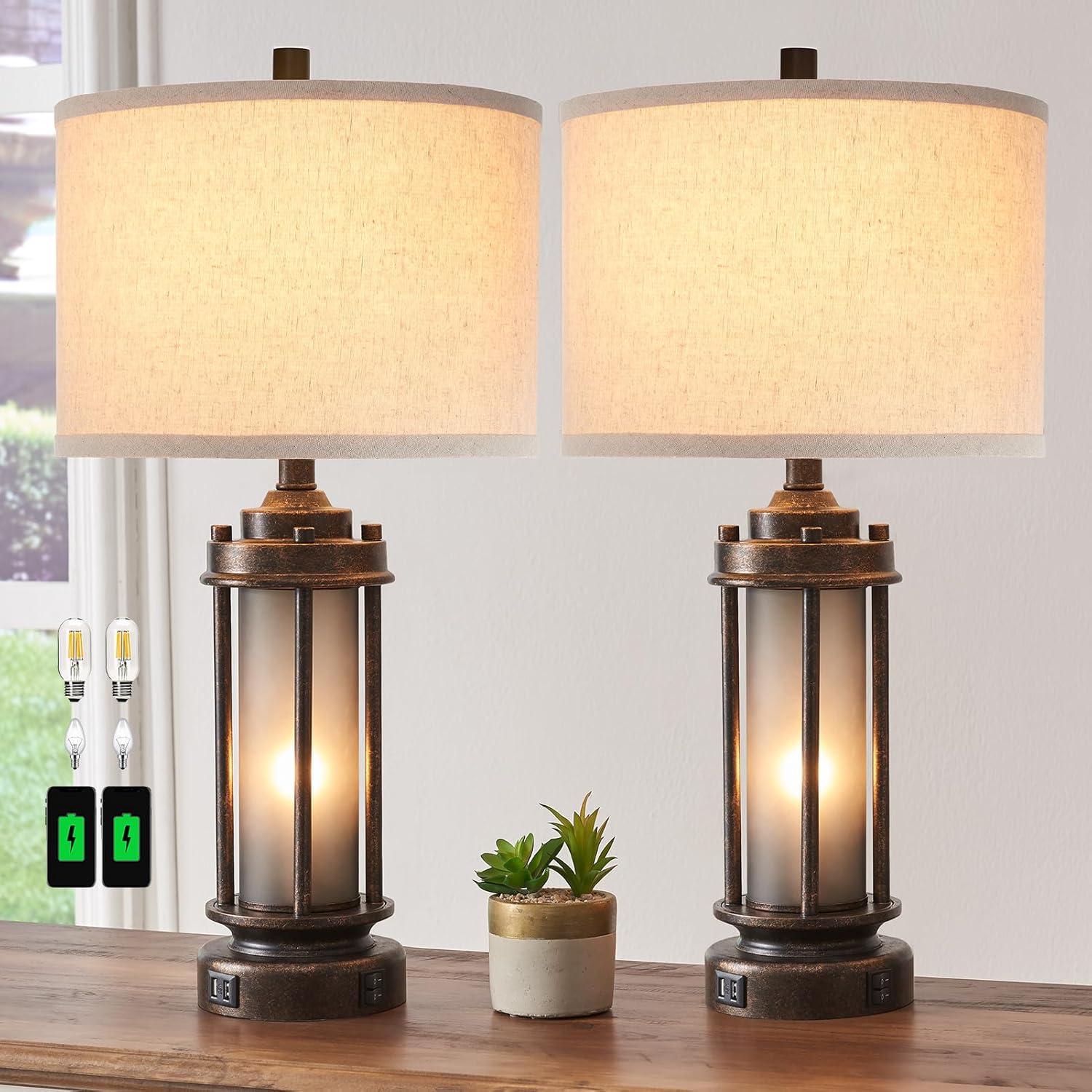 Set of 2 Farmhouse Lamps with  - Solar Lamp ulasan dan harga