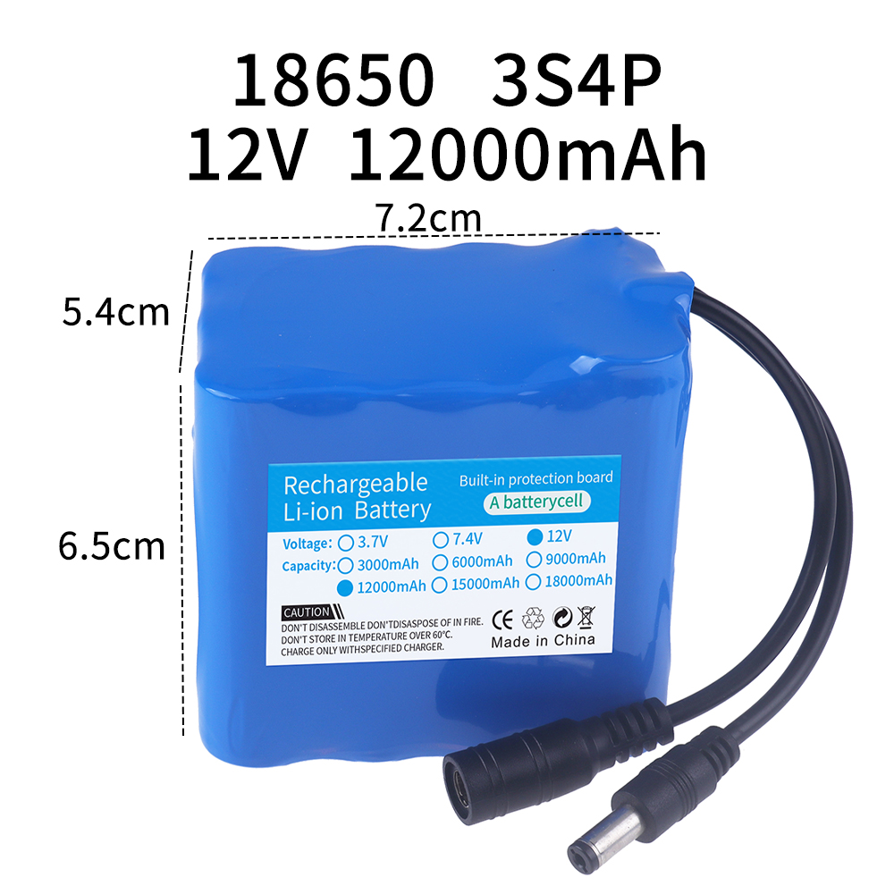 12V 12000mah Battery 3S4P Real - Lithium Battery 12V ulasan dan harga
